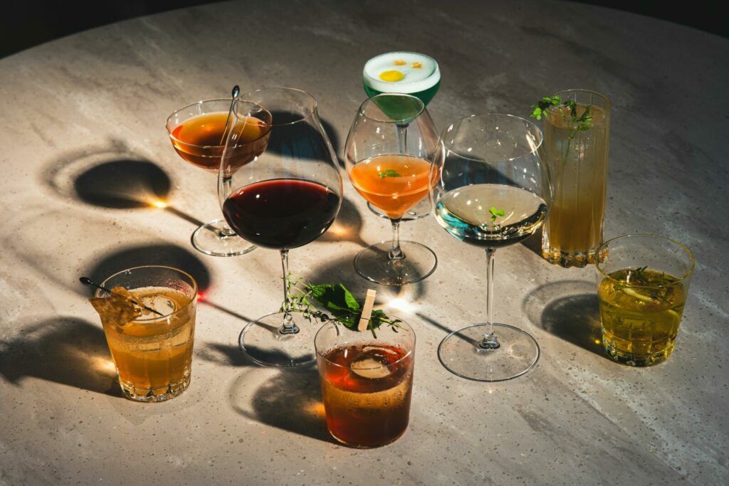 Array Of Colorful Cocktails On A Marble Table In A Tokyo Bar Highlighting Vibran 8 1024x683
